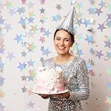 Nogeqi Błyszcząca girlanda z gwiazdami, 12 m, papierowe gwiazdki, do zawieszenia, girlanda papierowa, girlanda urodzinowa, odblaskowa na karnawał, jubileusz, wesele, imprezę