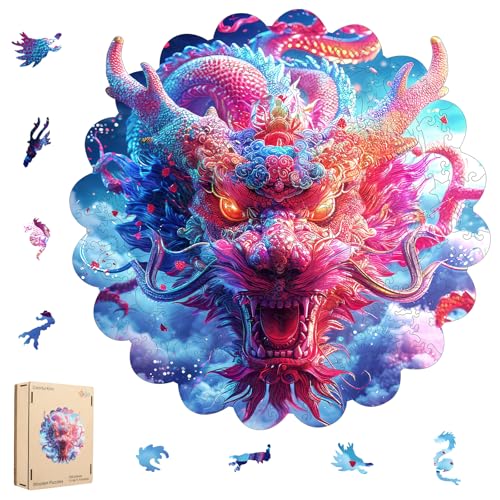 MEATRN Dragon Wooden Puzzles for Adults - Oriental Mythology Kirin Wooden Jigsaw Puzzle, Luxury Wood Wall Decorative for Collectors, Unique Gift &...