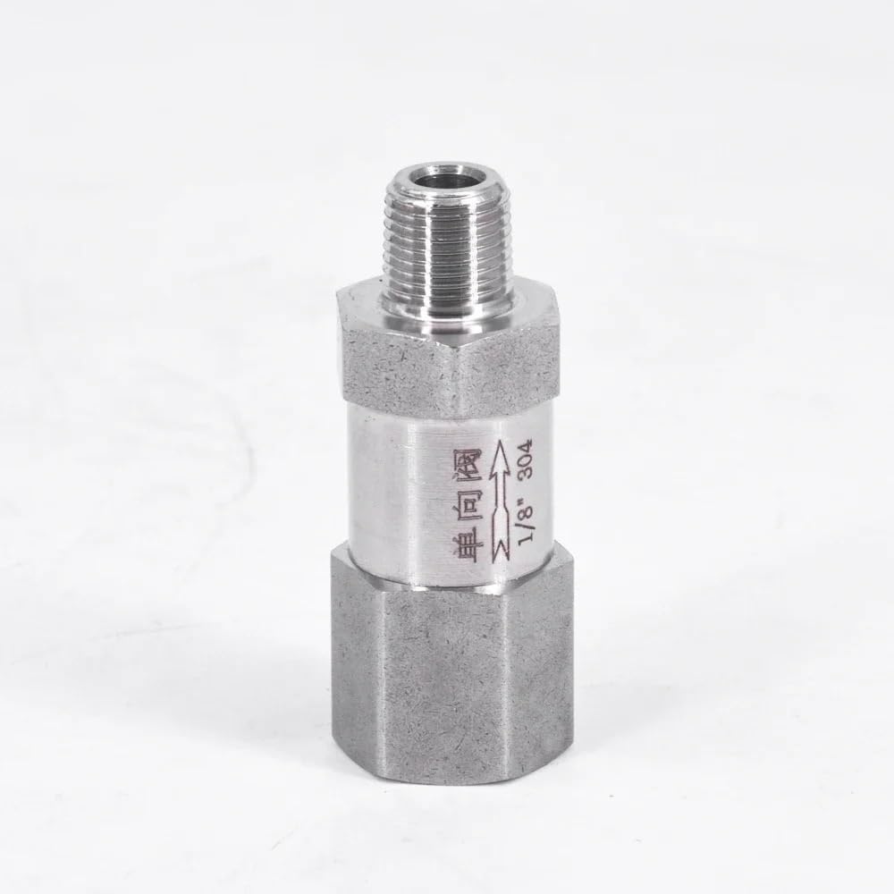 Válvula de retención unidireccional hembra NPT de 1/2" antirretorno en línea de acero inoxidable 304 for agua, gas, vapor y aceite.