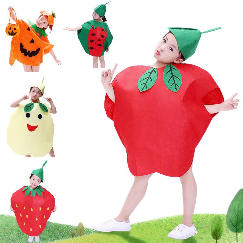 Children Performance Costume Child Party Costume,Kids Fruits Vegetables and Nature costumes Suits outfits Fancy Dress Party Boys and Girls Fruits Costume Suit with Hat