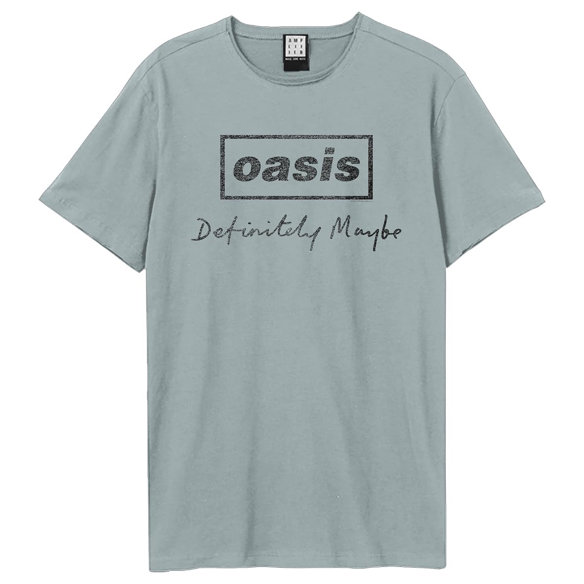 Amplified Men's Strange Blue Unisex Adult Definitely Maybe Distressed Oasis T-Shirt (Xxl) (Strange Blue)