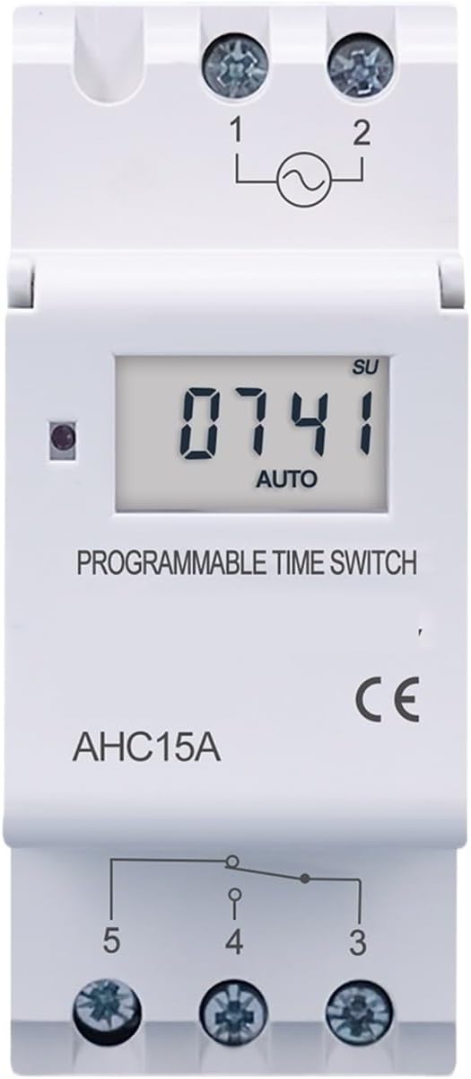 DIN Rail Single Phase 7 Days a Week Programmable Digital Time Switch Relay Timer Control AC 220V 230V 12V 24V 48V 16A(15A,12V AC DC)
