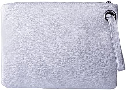 Dolce Na Womens Oversized Clutch Bag Purse Pu Leather Evening Wristlet Handbag (Silver)
