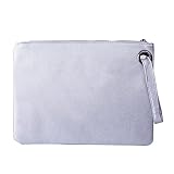 Dolce Na Womens Oversized Clutch Bag Purse Pu Leather Evening Wristlet Handbag (Silver)