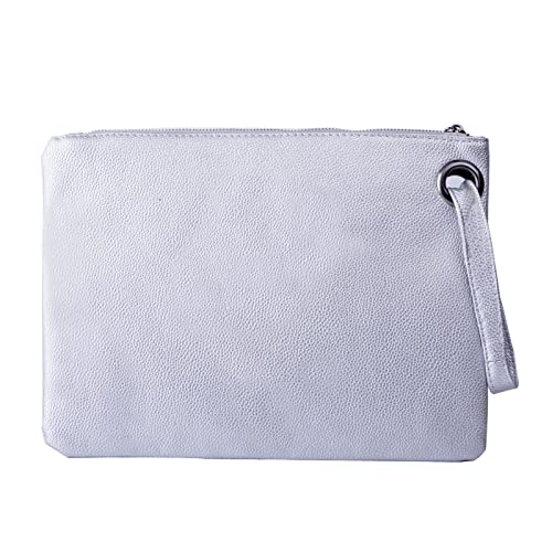 Dolce Na Womens Oversized Clutch Bag Purse Pu Leather Evening Wristlet Handbag (Silver) #TOP2