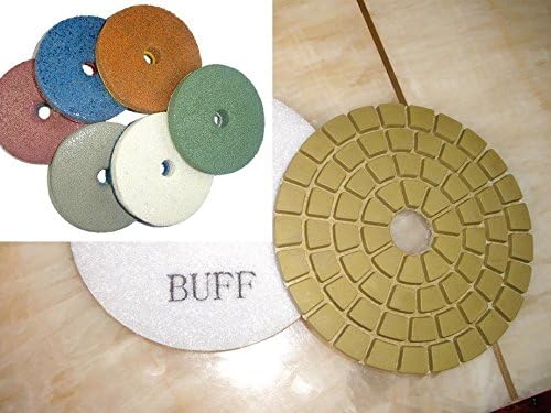 4" Sponge Fiber Polishing 12 Pads for Marble Granite Plus 5 DAMO BUFF FREE Pad Holder Back Pad we use usps priority shipping