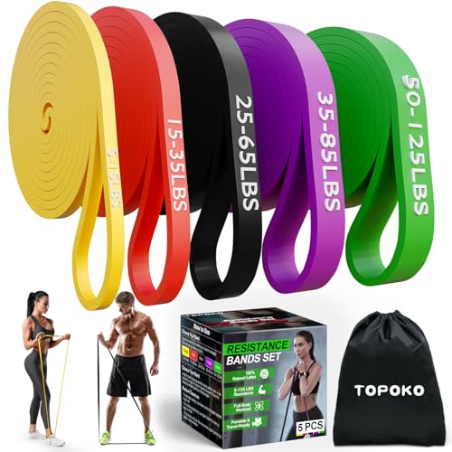 TOPOKO Pull Up Assistance Bands (5-pack, 5–125 lbs)