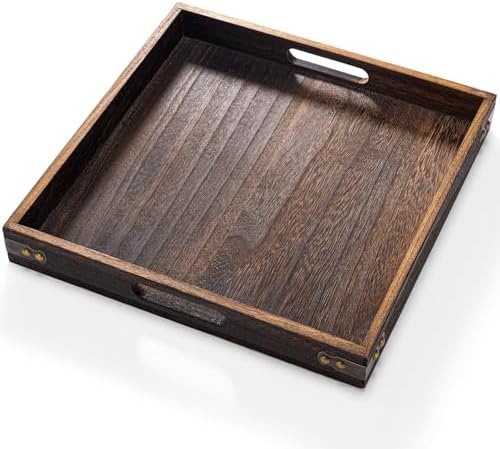 Yangbaga Serving Tray with Handles,13"*13"Wood Decorative Tray fo...
