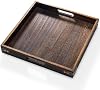 Bandeja para Servir con Asas, Bandeja Decorativa de Madera, Bandeja Grande Cuadrada | Bandeja de Madera de 12.75 Pulgadas para Sala, Bandeja Moderna para Mesa de Café | Bandeja para Velas, Bandeja para Otomana en Cama, Cocina, Baño, Desayuno 2