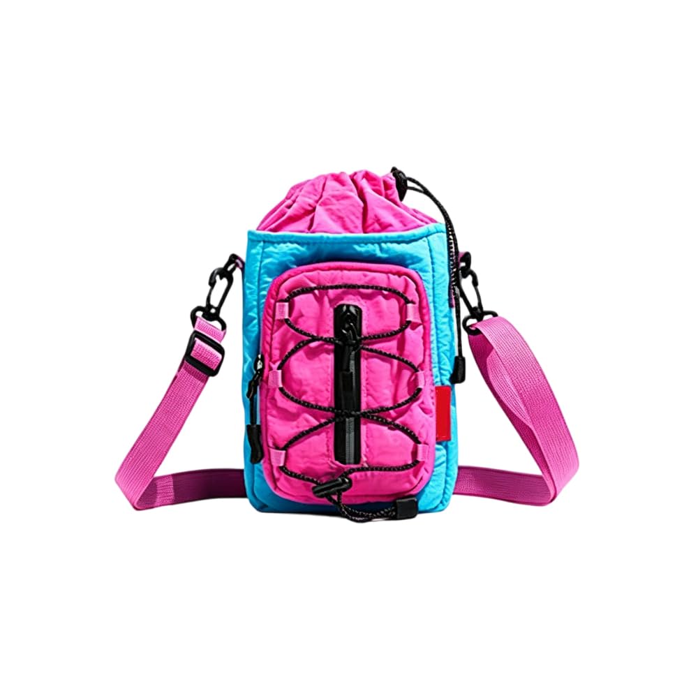 Adjustable Crossbody Bottle Carrier, Waterproof Sling Bag with Reflective Strip, Multi-Pocket Organiser for Phone Cash Keys Hiking Cycling Travel Sports