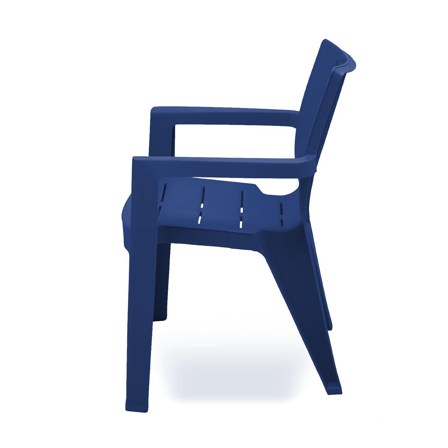 HomiQ Supreme Kent Stackable Armrest Plastic Chair for Home, Living Room, Garden, Office, Indoor&Outdoor Use|Plastic Chair Set of 2(Color: Pepsi Blue; Set of 2) 2