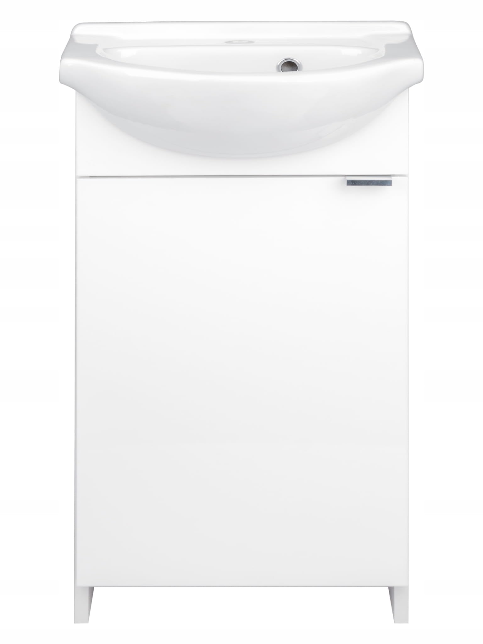 .Deftrans Domodomo - Mueble de baño con Lavabo, 86 x 38 x 19,6 cm, Color Blanco, Lavabo de cerámica, Armario de pie para baño pequeño Credo con Grifo