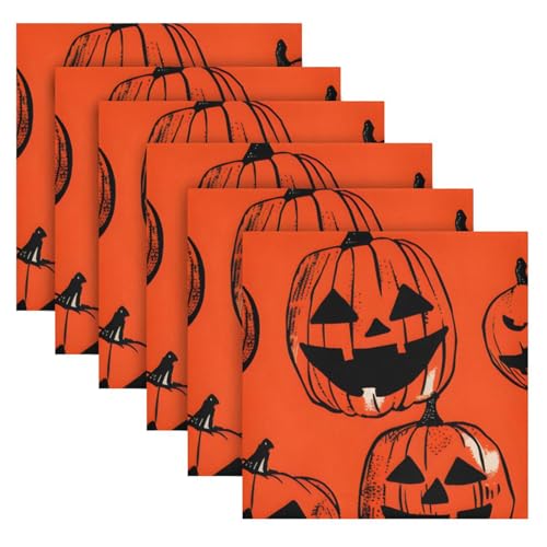 Servilletas de Tela Halloween Calabaza Multicolor Pack 6 miniatura 2