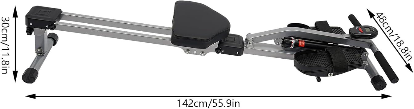 Rowing Machine for Home Use, Compact Adjustable Hydraulic Rower Machine with LED Meter,Foldable Rowing Exercise Machine 264.55Loading Capacity