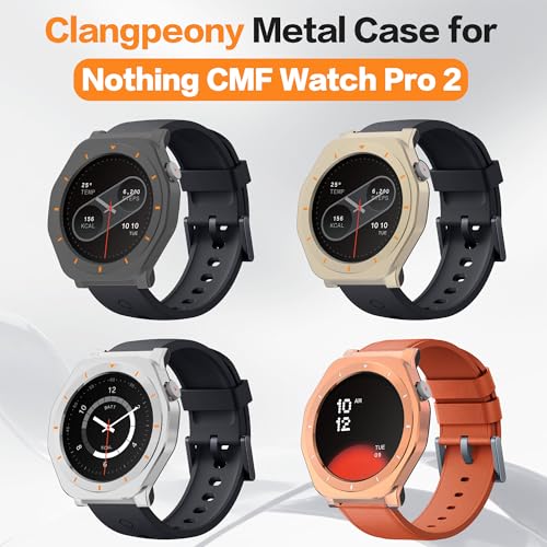 Image of 2 in 1 Metal Case for CMF Watch Pro 2 SmartWatch, Metal Case & TPU Back Cover Replacement Protector Cover Accessories with Cleaning Cloth Rugged for Nothing CMF Watch Pro 2 for Men Women (Silver)