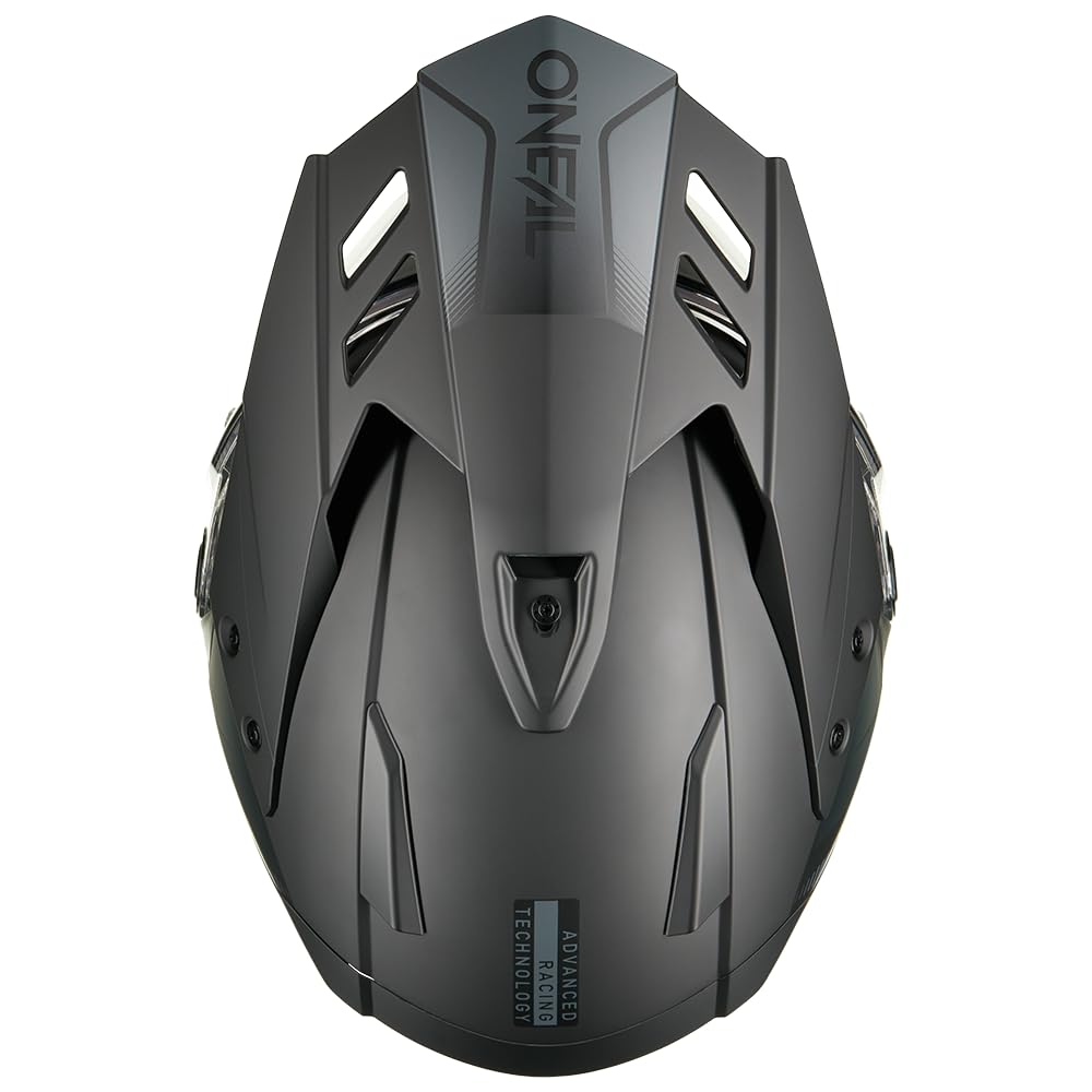 O'NEAL SIERRA RS SOLID MX Motocross Adventure Helm mit Außenschale aus hochwertigem ABS, extrem stoßfest & robust - Innenfutter herausnehmbar, gut belüftet, Extra großes Sichtfeld, Schwarz, Größe M