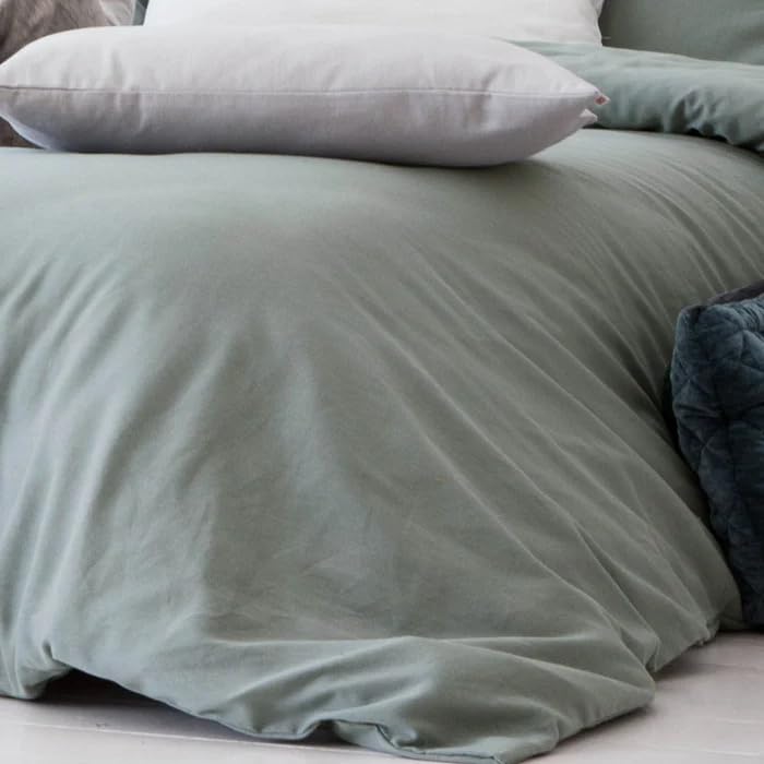Henko - Funda Nordica Cama 135 - Algodon y Lino - Color Salvia - Fabricado en España - 220x220 cm - Cierre con Botones Ocultos. (Memphis Salvia)