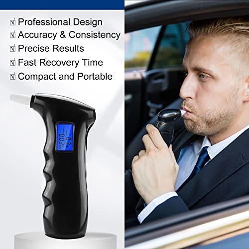 Breathalyzer - Upgrade Breathalyzer To Test Alcohol For Personal Use - High Accuracy Alcohol Tester With 5 Mouthpieces | Quick Response | Led Display #TOP2