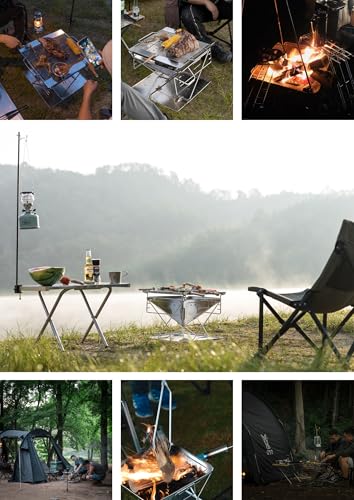 CAMPINGMOON - Tragbarer Edelstahl-Holzkohlgrill und 20 Zoll Feuerschale mit Tragetasche MT-055