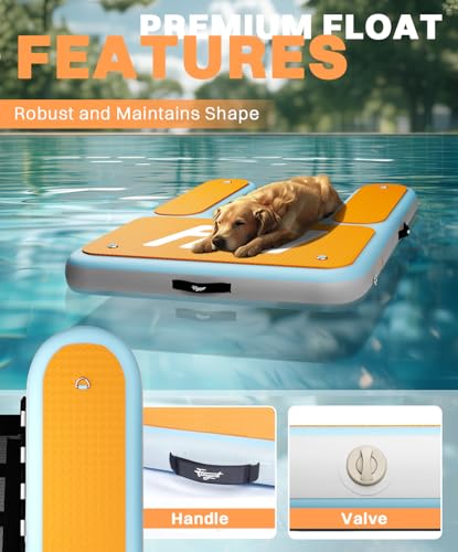 FLOAYANT Inflatable Dog Water Ramp | 60×40\" Oversized Floating Puppy Ladder | Water Docks Up to 230lbs | High Stability & Non-Slip EVA | Floating Dog Pool Ramp for Lake, Pool, Boat, Dock - Thumbnail 3