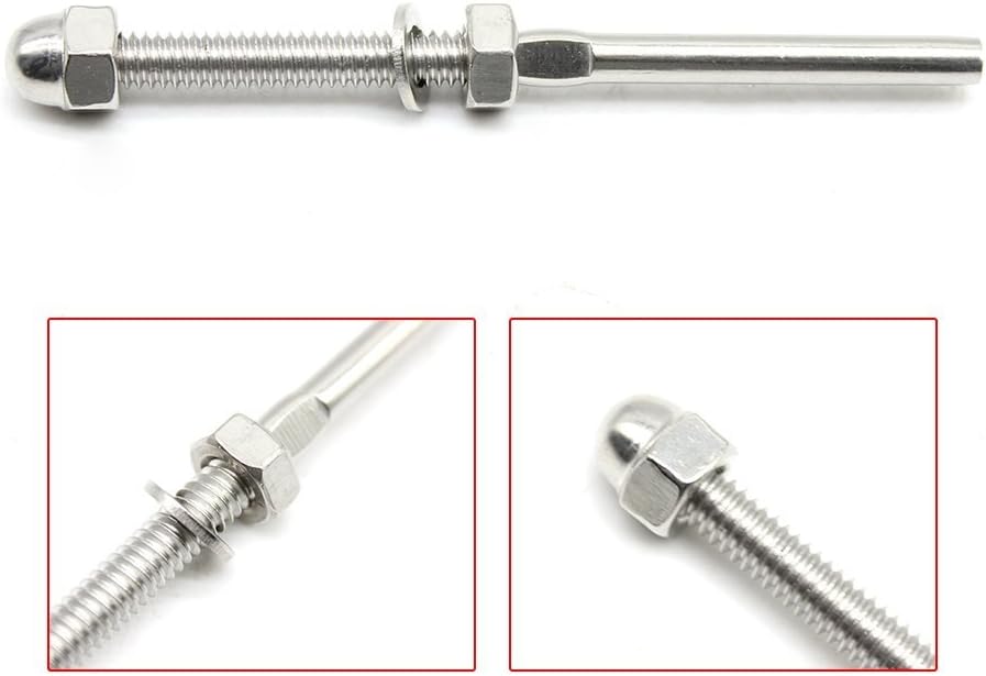 Black Friday 🔥 60 pcs Stainless Steel Handrail Railing Cable Tensioner Threaded Stud End Fitting for 1/8 inch Cable Wire