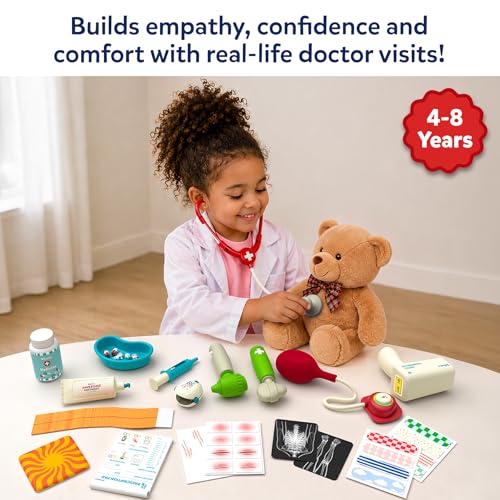 Image of Skillmatics Doctor Set for Kids - 35+ Piece Pretend Play Medical Kit with Interactive Tools, Thermometer, BP Monitor, X-Ray Sheets & Prescription Pad, Role Play Toy, Gift for Ages 4, 5, 6, 7, 8