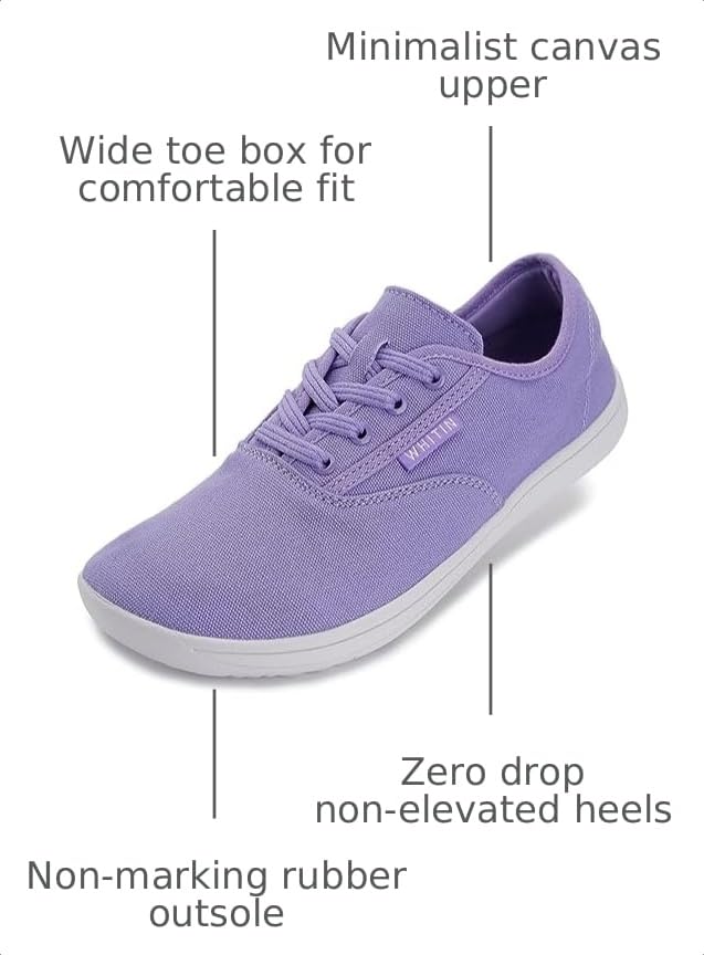 Image of WHITIN Women's Wide Toe Box Canvas Barefoot Shoes W87 | Roomy Toe Space for Wide Feet, Zero Drop for Natural Foot Position, Removable Insole, Comfort for Casual, Daily Walking, Gym