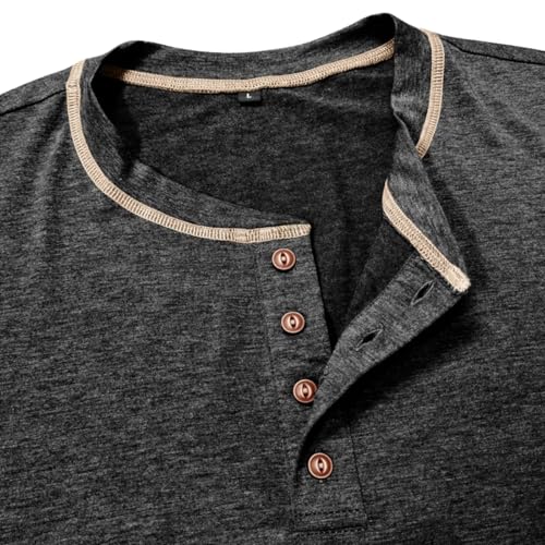 Mens Shirts Long Sleeve Casual Classic Henley Cotton T-Shirts Lightweight Button Tee Shirts4