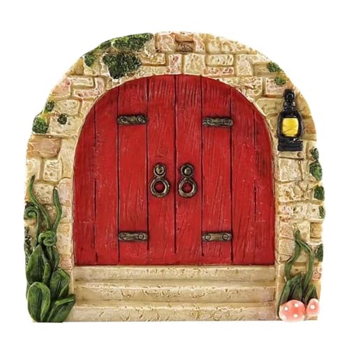 Jinshining Red Mini Fairy Garden Door for Tree, 3D Miniature Fairy Door for Fairytale Tiny House...