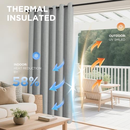 Image of Joydeco Room Divider Curtain for Bedroom,1 Panel Grommet Patio Sliding Door Curtain,Total Privacy Room Divider for Living Room(W70 x L90 inch,Light Grey)