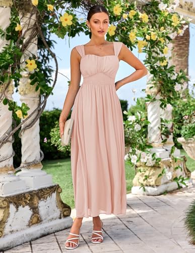 Image of GRACE KARIN 2026 Women's Summer Floral Wedding Guest Dress,Beach Flowy A Line Maxi Off Shoulder Bridesmaid Dresses