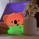 XOisysxsm Night Light for Kids, 7 Color Changing BPA-Free Silicone Lamp with Touch Control, Eye Protection, Rechargeable Battery, Soft & Safe Nursery Lamp for Boys & Girls (Koala)