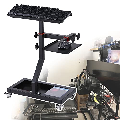 ZIMGOD Standing Keyboard and Mouse Stand Tray, Movable Standing Desk Adjustable Height, Racing Gaming/Flying Game Keyboard Shelf, with Fittings