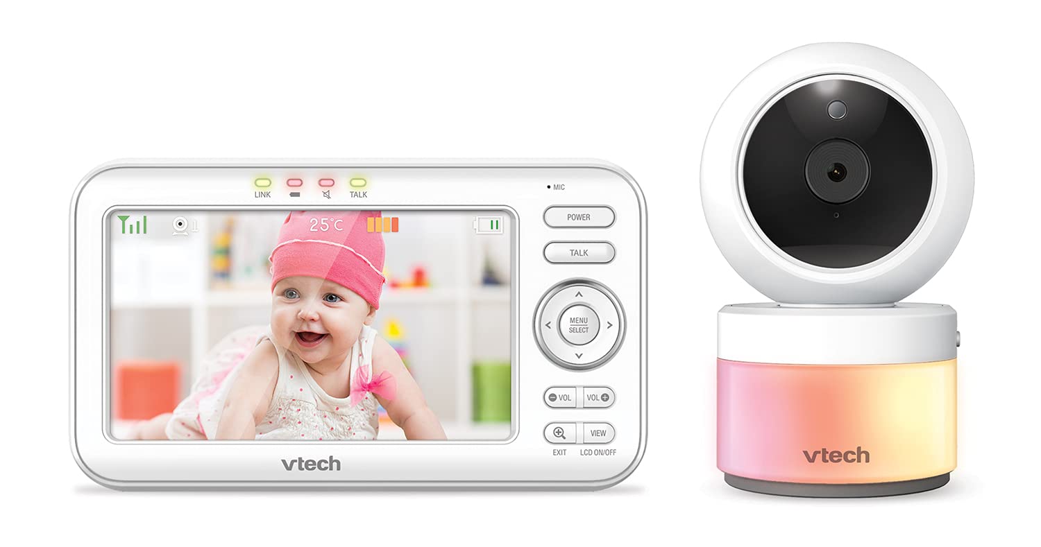 Niania elektroniczna wideo VTech VM5463 z monitorem 5-cala, lampką nocną, projektorem oraz funkcją pochylania, obracania i powiększania obrazu