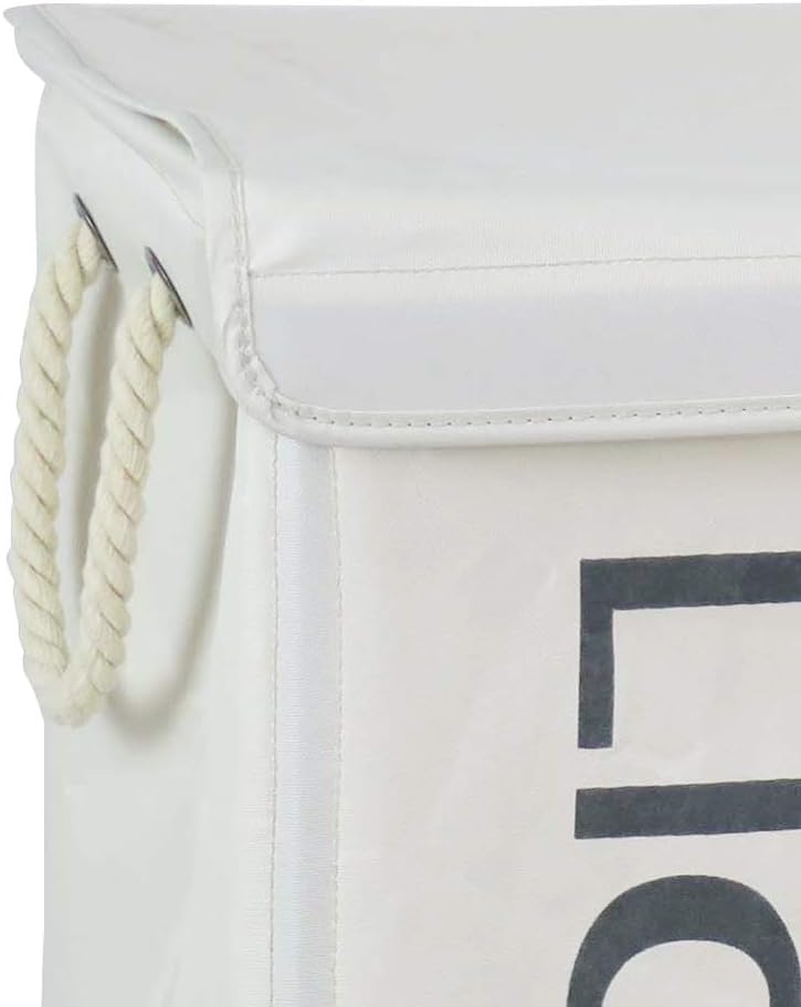 Close-up of the rope handle on the side of the Bakaji laundry hamper, showing its sturdy construction.
