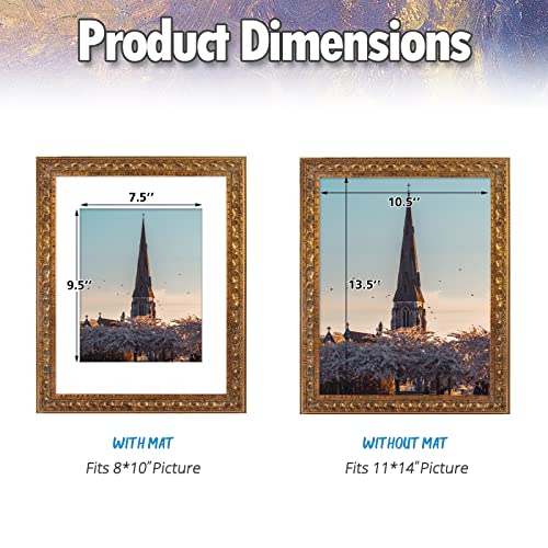 Auear, 11X14 Ornate Finish Photo Frame, With White Mat For 8X10 Picture & Real Glass, Color: Bronze #TOP1