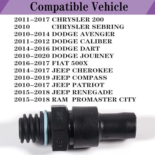 05047063AA V458 for Dodge Journey 2.4 PCV Valve,Chrysler 200 2.4 PCV Valve 04792962AA 2010 2011 2012 2013 2014 2015 2016 2017 2018 2019 2020 10 11 12 13 14 15-20 0450469 4792962AA 6P1255 EMH979