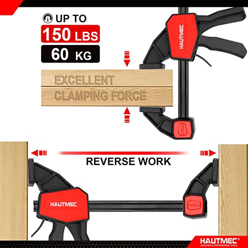 image for HAUTMEC 6-Piece Bar Clamps for Woodworking,12Inch x 2 and 6x 2Inch woo