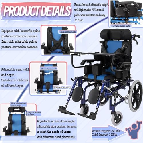 Wheelchair-for-Children-Adults-with-Cerebral-PalsyFoldable-Wheelchairs-with-Tableware-Height-Fully-Reclining-WheelchairChild-Support-165Lbs