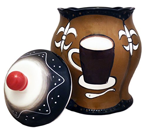 Tuscany Hand Painted Fleur De Lis Coffee Design, Cookie Jar, 85176 by ACK