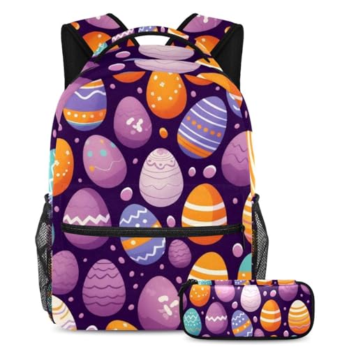 Sac à dos tendance fille et garçon violet 2 pièces avec trousse scolaire 40cm