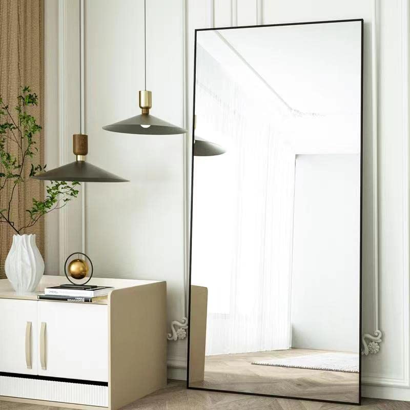 Image of BEAUTYPEAK Full Length Mirror 32 inchx71 inch, Rectangle Large Full Body Floor Mirrors, Dressing Wall Mirror with Aluminum Alloy Thin Frame for Living Room, Bedroom, Black