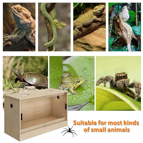 DAWNSPACES 47.2\" Small Animals Cage, Indoor Reptile Tank 110 Gallon,Wooden & Glass Tortoise Habitat Enclosure House,Reptile Terrarium for Lizard,Gecko,Turtle, Snake,Spider,Bearded Dragons