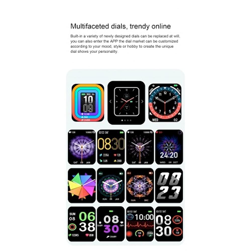 DCU TECNOLOGIC Smartwatch moderno smart watch chiamate notifiche app e chiamate 8 modalità sportive ip67 2 cinturini inclusi silicone nero+silicone blu navy