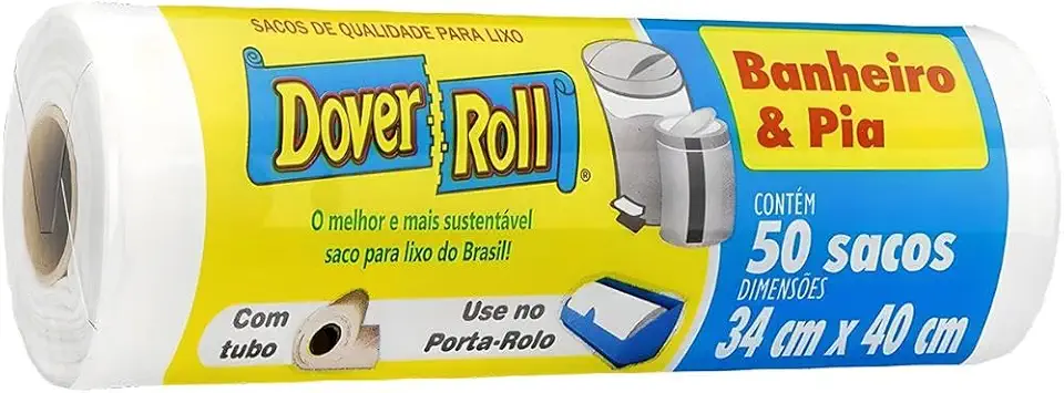 Dover-Roll Saco Para Lixo Banheiro & Pia Branco Com 50 Sacos 34 Cm X 40 Cm 510022950