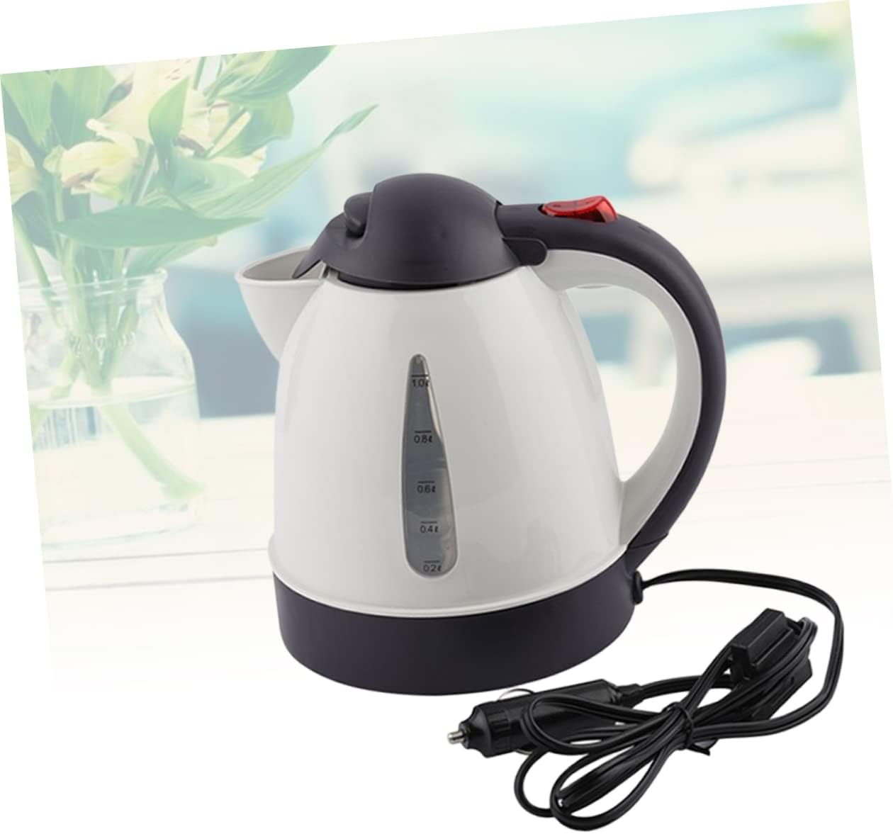 PRETYZOOM 150w Electric Kettle Gooseneck Fast Boil Stainless Steel Tea Pot Auto Shut-off Protection Car Kettle