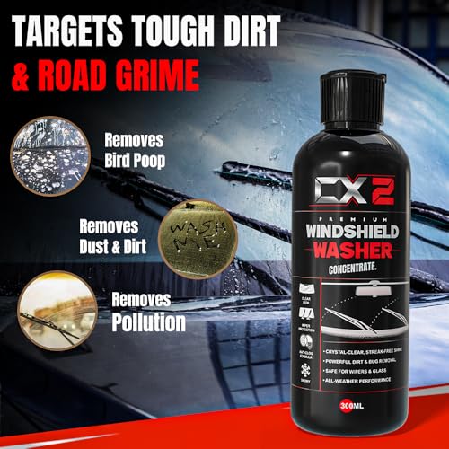 Image of Windshield Washer Fluid Concentrate for Car| 300ml | Streak-Free Glass Cleaning | Removes Dust, Bugs & Road Grime | 20ml Dilution per 1L Water | Safe for Wiper Blades & Car Glass