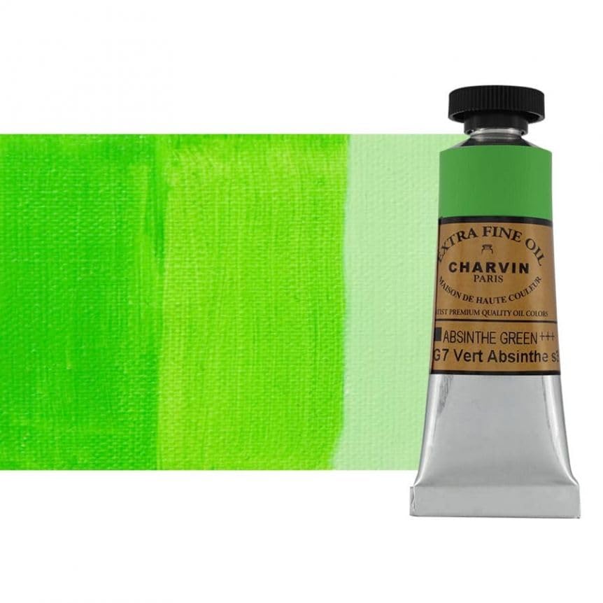 Charvin Extra Fine Oil Paint, Absinthe Green 20 ml - Triple-Milled, Rich Texture, Poppy Oil-Based, Light-Fast, Handmade, Archival Quality