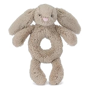 Jellycat Bashful Beige Bunny Soft Plush Baby Toy Ring Rattle