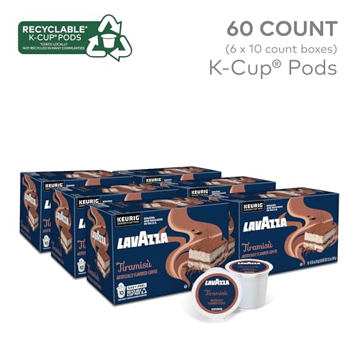 Image of Lavazza Tiramisu Coffee, Single Serve Keurig K-Cup Pods, Flavored Coffee, 60-Count Box (6 Packs of 10)